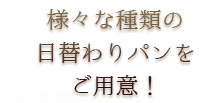 様々な種類の日替わりパンをご用意！